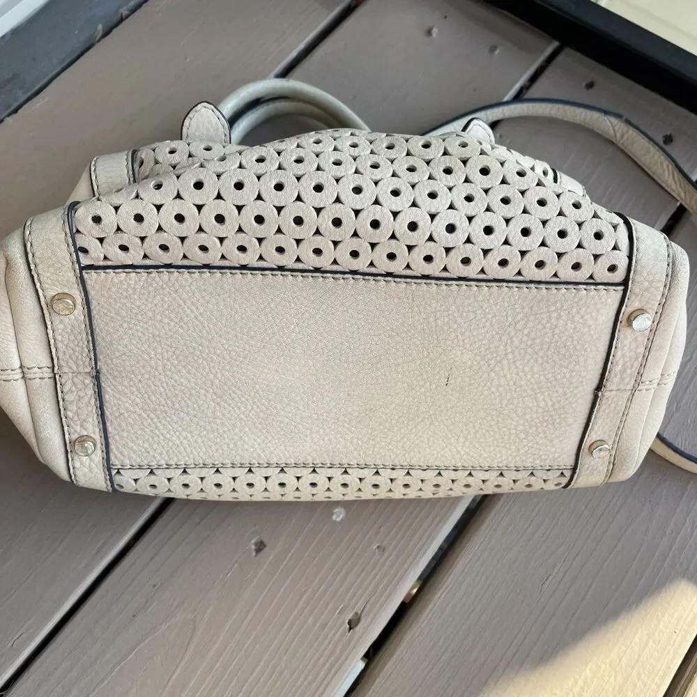 KATE SPADE Women's Leather Mercer Isle Salian Crossbody Satchel Handbag Cream